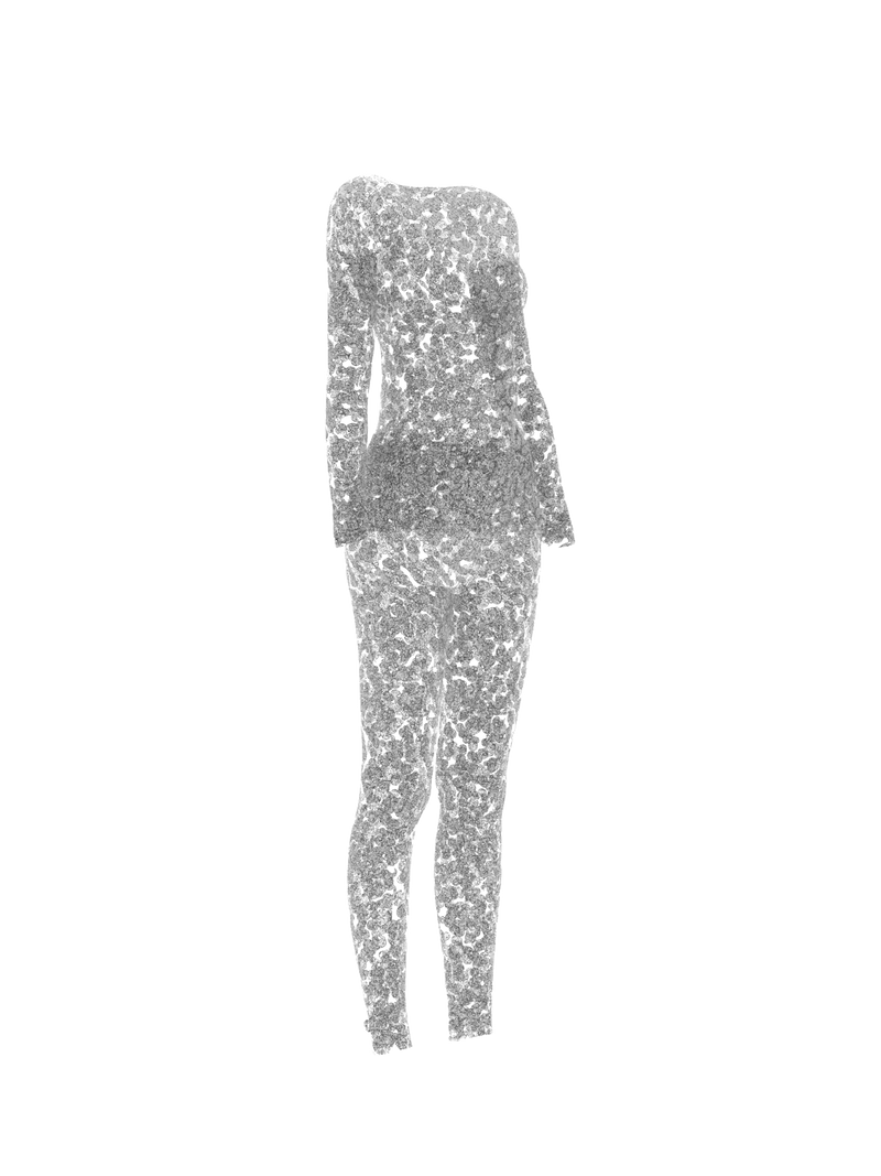 Overall Suit Silver Transparent