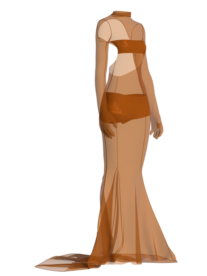 Orange mesh dress