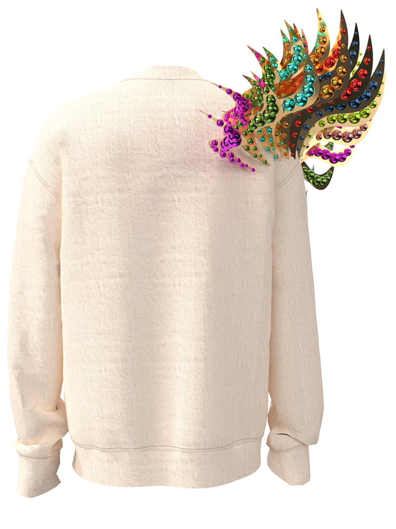 Sweatshirt decorated shoulder white