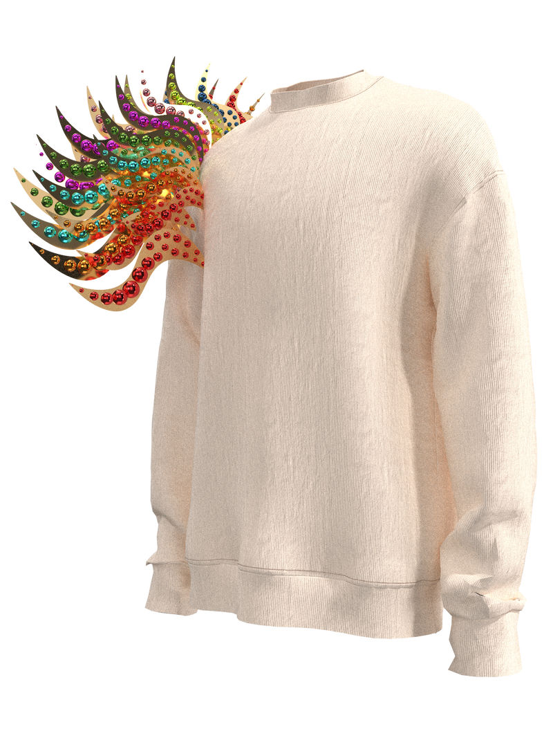 Sweatshirt decorated shoulder white