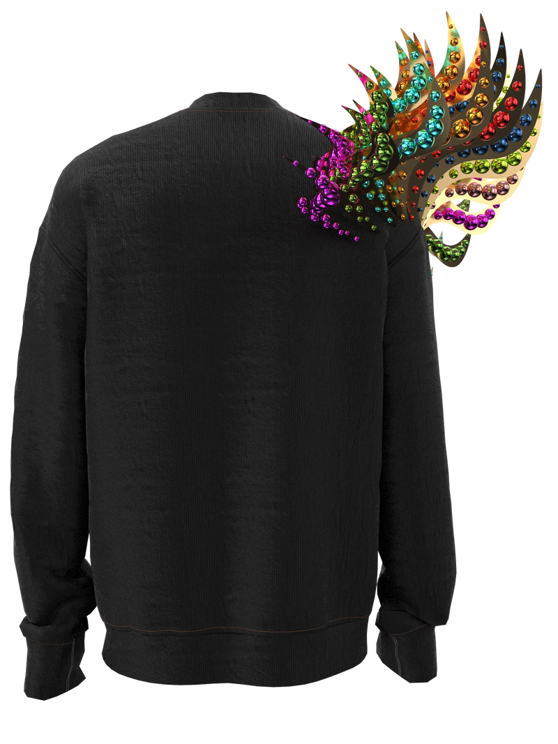 Sweatshirt decorated shoulder black