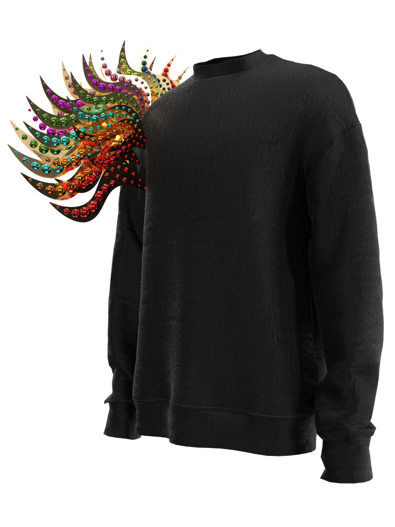 Sweatshirt decorated shoulder black